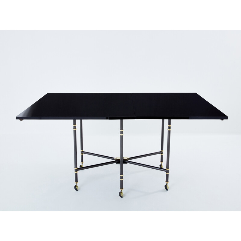 Table à repas vintage Royal extensible en chêne massif par Pierre Delbée pour Maison Jansen, 1960