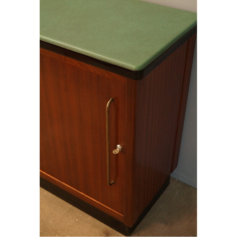 French wooden and leatherette sideboard - 1950s