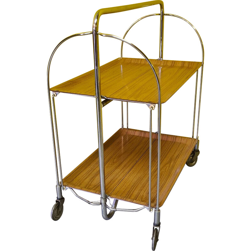 Vintage chrome and plastic serving trolley, 1960