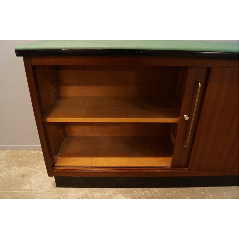 French wooden and leatherette sideboard - 1950s