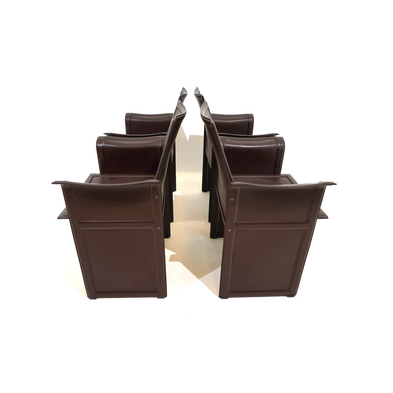 Set di 4 sedie da pranzo vintage in pelle Korium di Tito Agnoli per Matteo Grassi, 1970