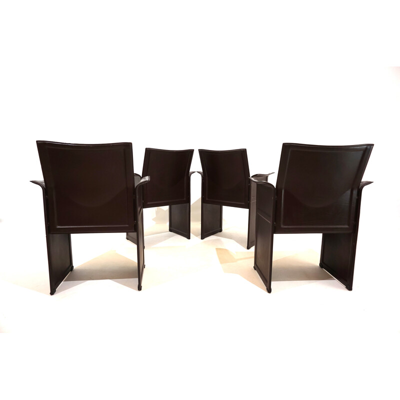 Conjunto de 4 cadeiras de jantar vintage em pele Korium de Tito Agnoli para Matteo Grassi, 1970