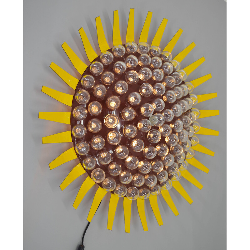 Vintage "Sunflower" wall decoration in metal and hand-blown glass, 1970
