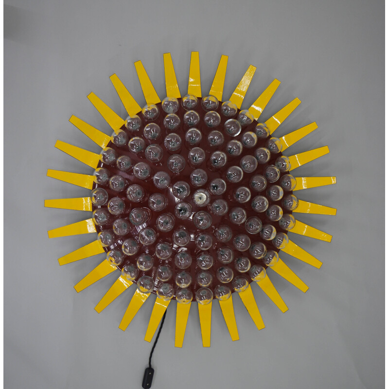 Vintage "Sunflower" wall decoration in metal and hand-blown glass, 1970