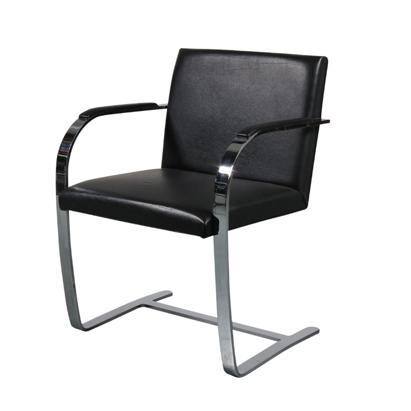 Vintage 'Brno' armchair in chromed tubular steel and leather by Ludwig Mies van der Rohe for Knoll International