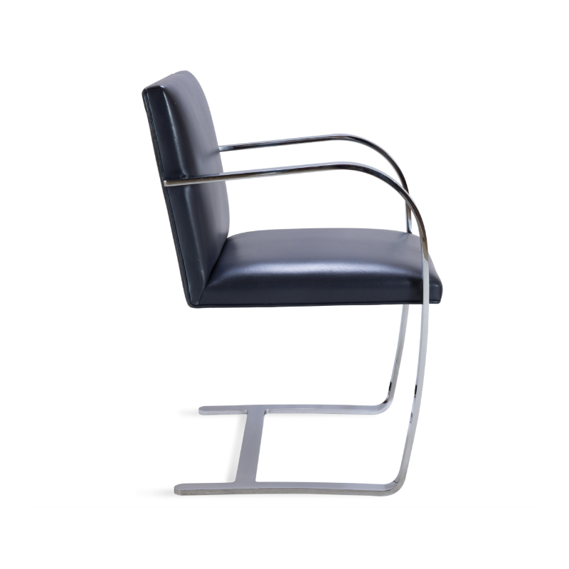 Vintage 'Brno' armchair in chromed tubular steel and leather by Ludwig Mies van der Rohe for Knoll International