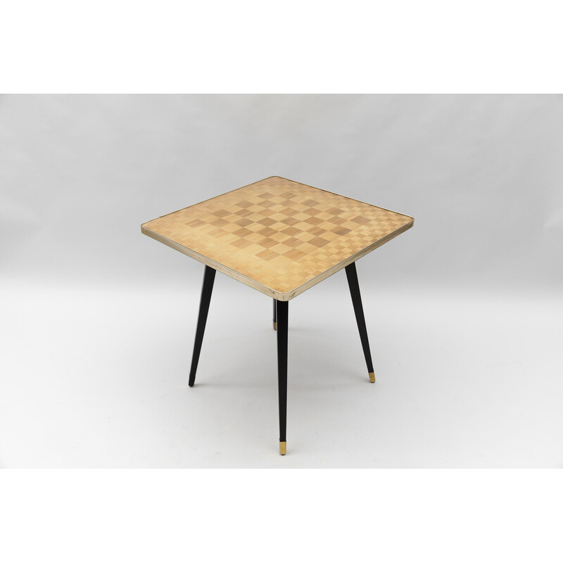 Table de jeu moderne vintage en laiton, Italie 1950