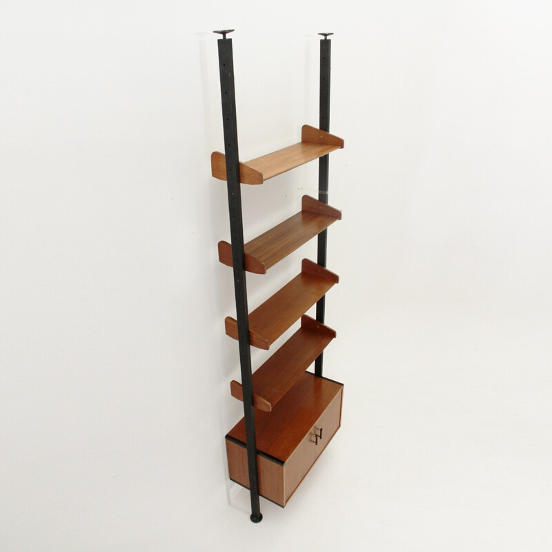 Italian mid-century black lacquered metal wall unit - 1960s