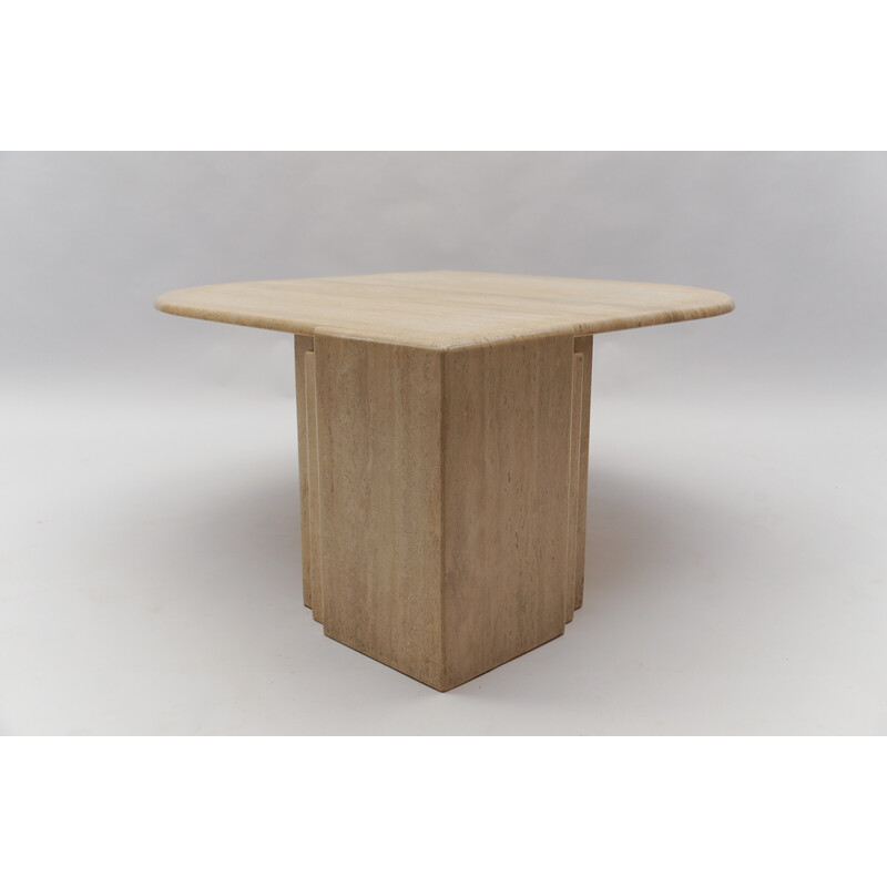 Vintage oval travertine coffee table, Italy 1960