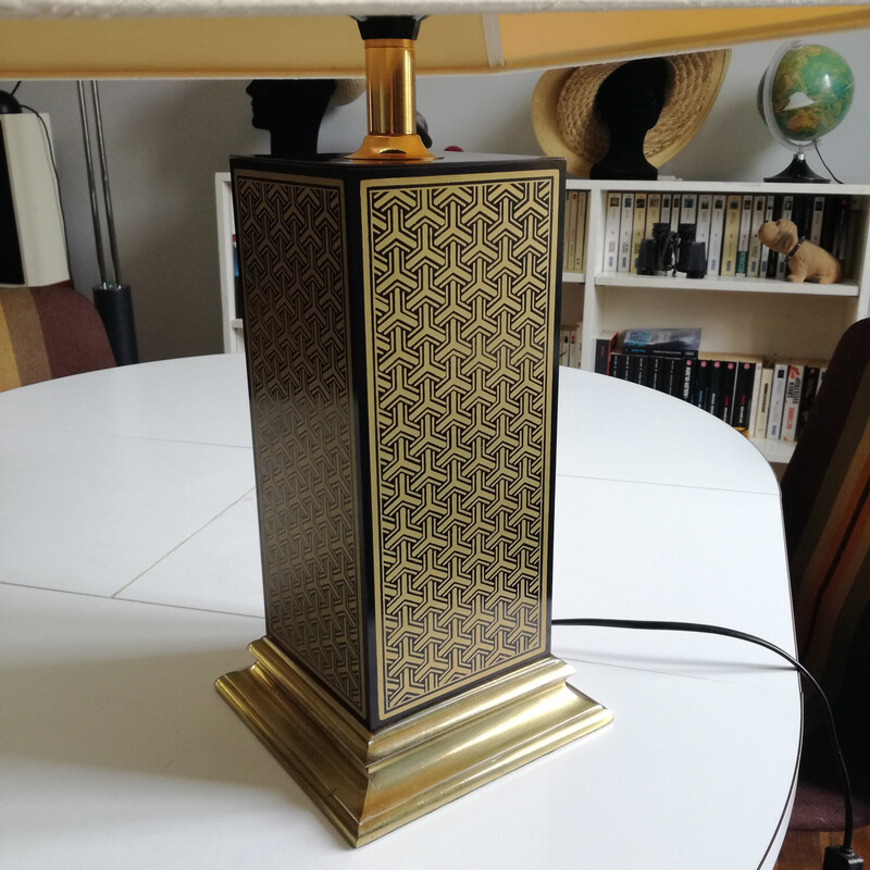 Vintage pagoda lamp with gold decoration, 1970