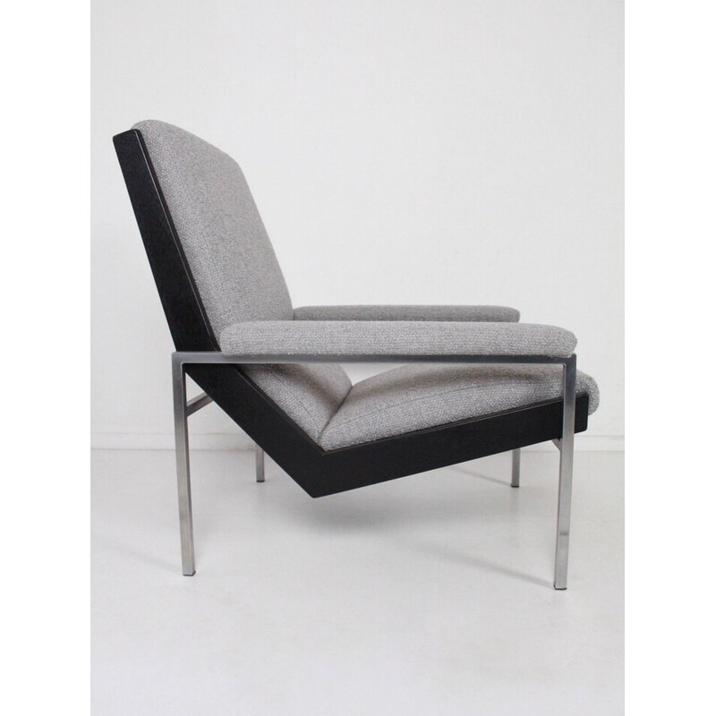Vintage model 1611 Lotus armchair in silver metal and wood by Rob Parry for Gelderland, Netherlands 1952