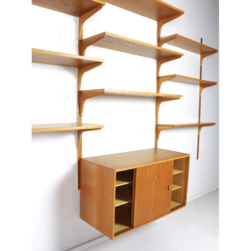 Vintage oak wall unit by Ruddying Thygesen and Johnny Sørensen for HG Furniture, Denmark 1960