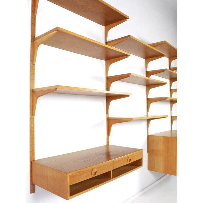 Vintage oak wall unit by Ruddying Thygesen and Johnny Sørensen for HG Furniture, Denmark 1960