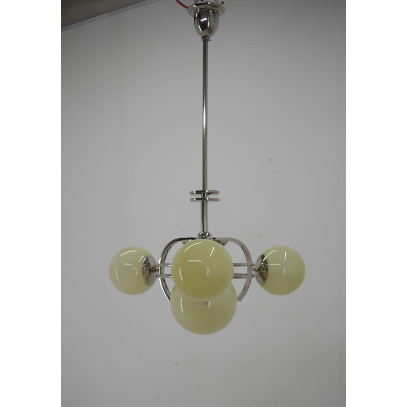 Vintage Art Deco nickel-plated chandelier, 1930