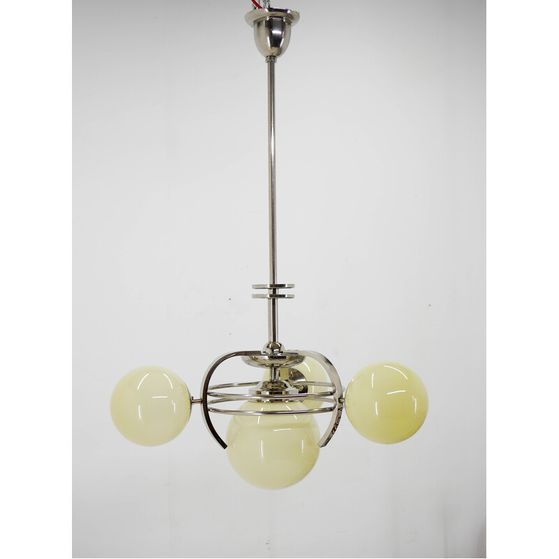 Vintage Art Deco nickel-plated chandelier, 1930