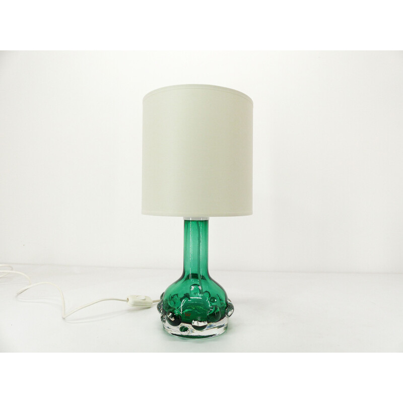 Lampe vintage en verre translucide épais vert par Hans-Owe Sandeberg pour Kosta, Suède 1960