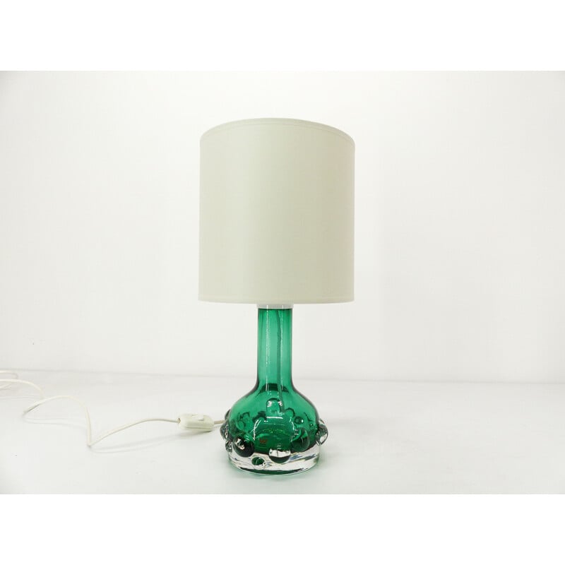 Vintage lamp in thick green translucent glass by Hans-Owe Sandeberg for Kosta, Sweden 1960