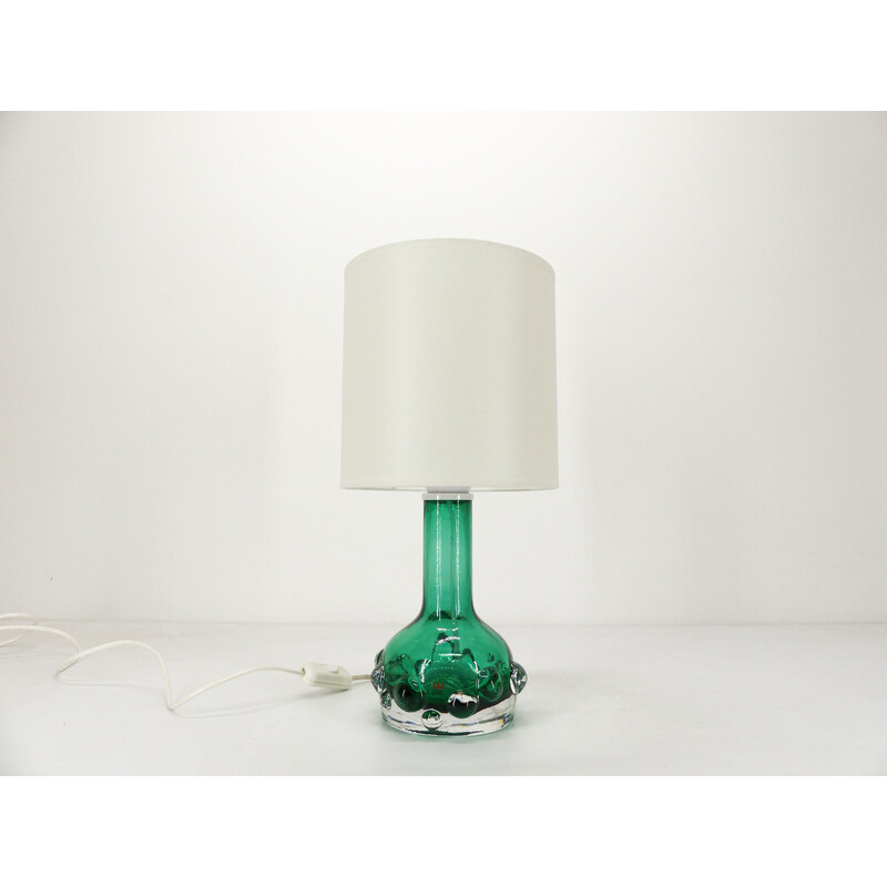 Vintage lamp in thick green translucent glass by Hans-Owe Sandeberg for Kosta, Sweden 1960