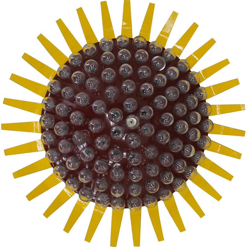 Vintage "Sunflower" wall decoration in metal and hand-blown glass, 1970