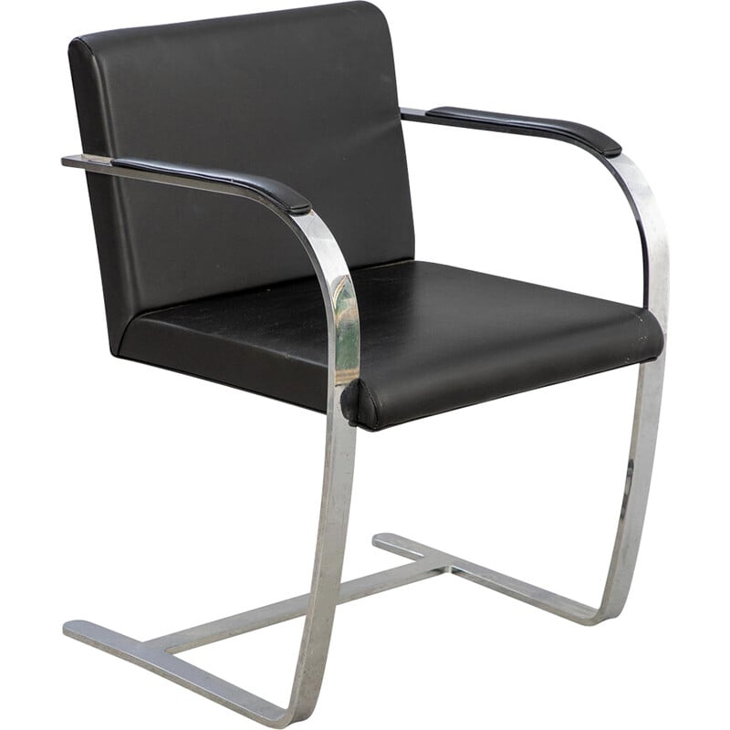 Vintage-Sessel 'Brno' aus verchromtem Stahlrohr und Leder von Ludwig Mies van der Rohe für Knoll International