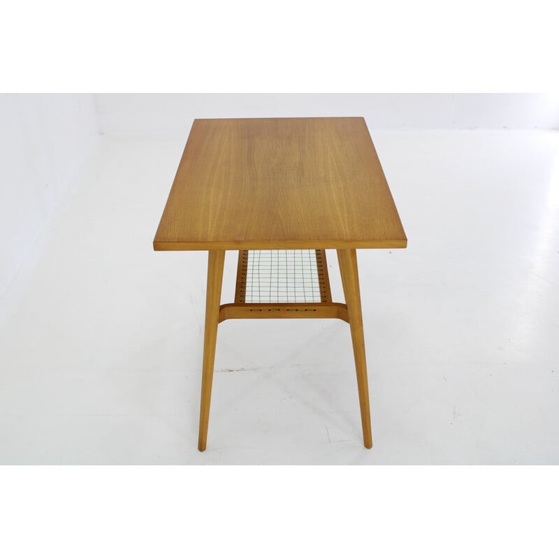 Vintage beech and oak side table, Czechoslovakia 1960