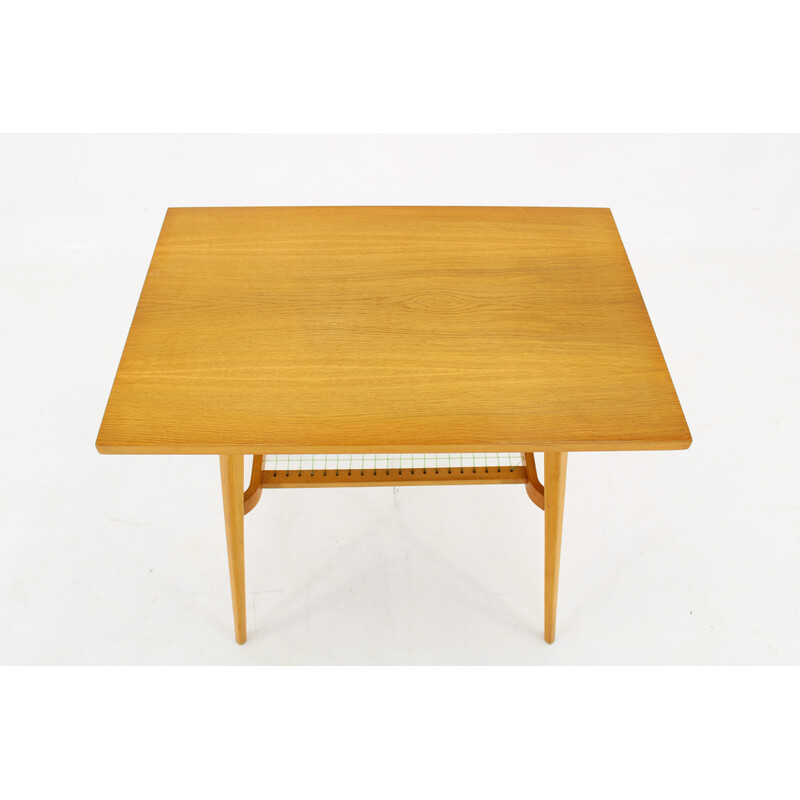 Vintage beech and oak side table, Czechoslovakia 1960