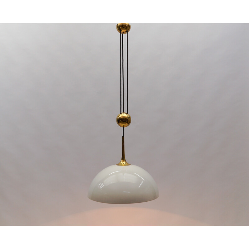 Vintage Posa pendant lamp in brass and ceramic by Florian Schulz, 1970