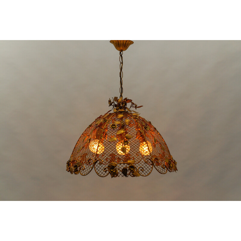 Vintage golden flower ceiling lamp by Hans Kögl, Germany 1970