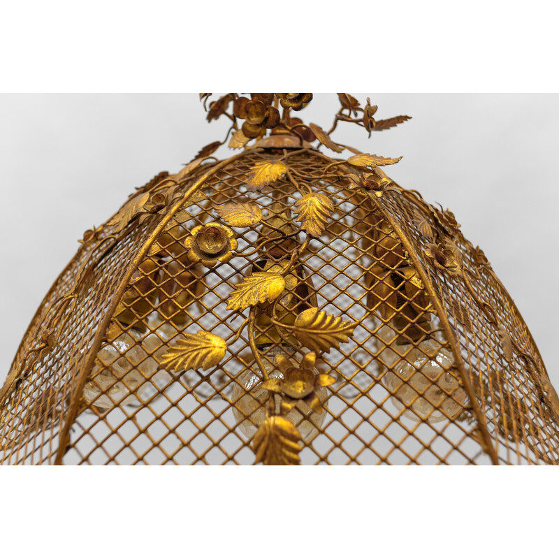 Vintage golden flower ceiling lamp by Hans Kögl, Germany 1970