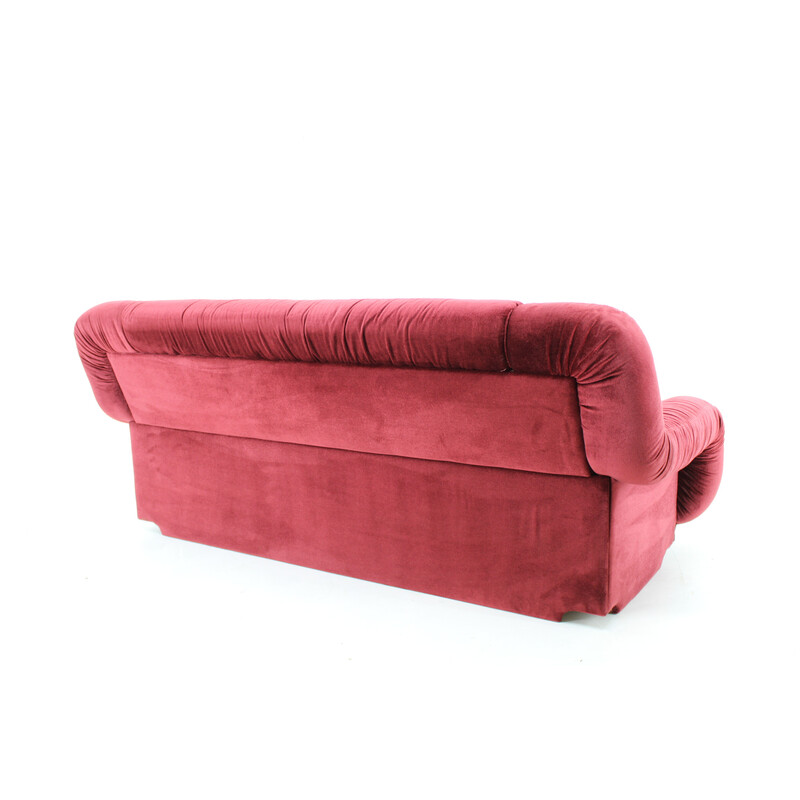 Vintage 3-seater sofa in velvet fabric, Italy 1970