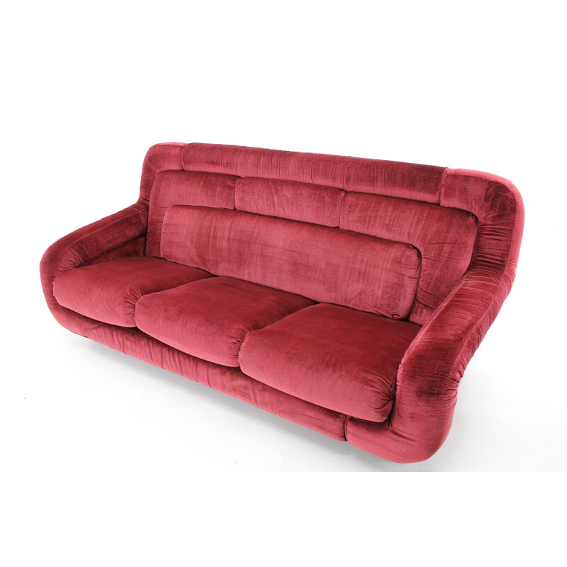 Vintage 3-seater sofa in velvet fabric, Italy 1970