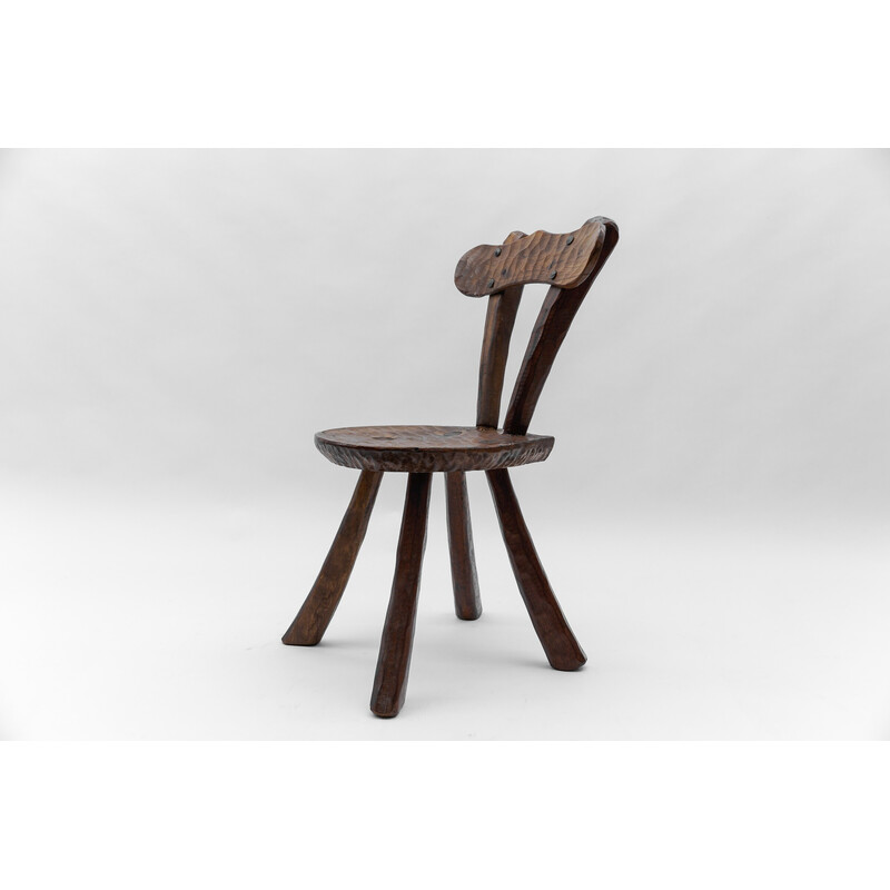 Cadeira provincial vintage esculpida, França 1960