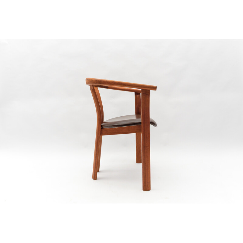 Vintage teak and leather office chair, Denmark 1960