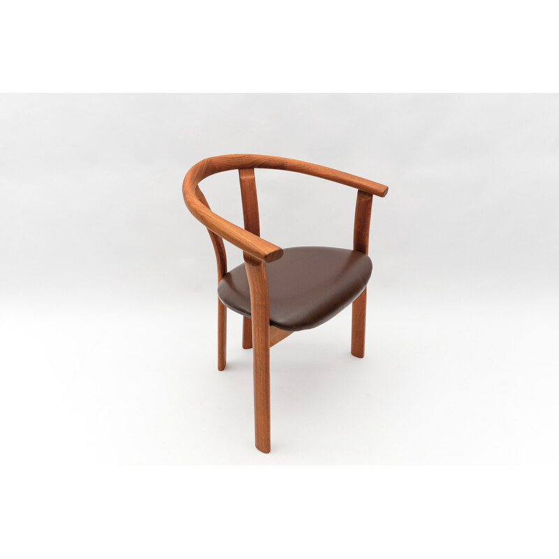 Vintage teak and leather office chair, Denmark 1960