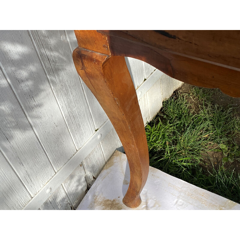 Vintage solid wood farm table with 1 drawer and 2 extensions, 1900