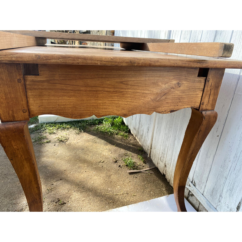 Vintage solid wood farm table with 1 drawer and 2 extensions, 1900