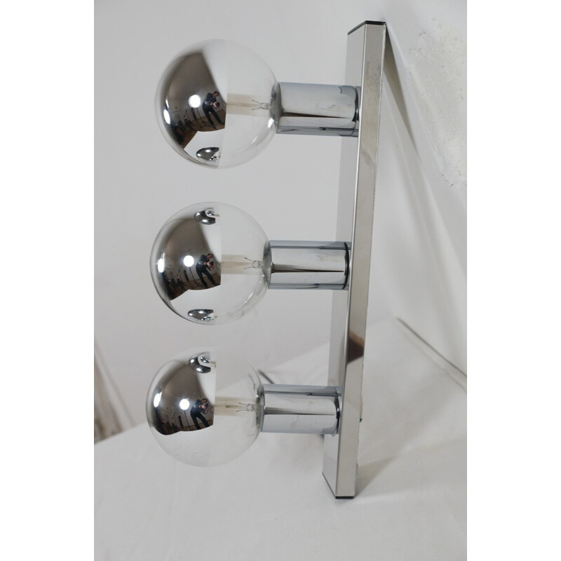 Large wall lamp in chrome-plated metal by Motoko Ishii for Staff - 1960s