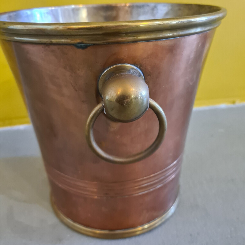 Vintage copper and brass wine cooler by Roux Marquiand, France