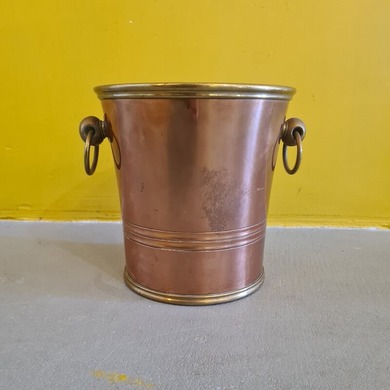 Vintage copper and brass wine cooler by Roux Marquiand, France