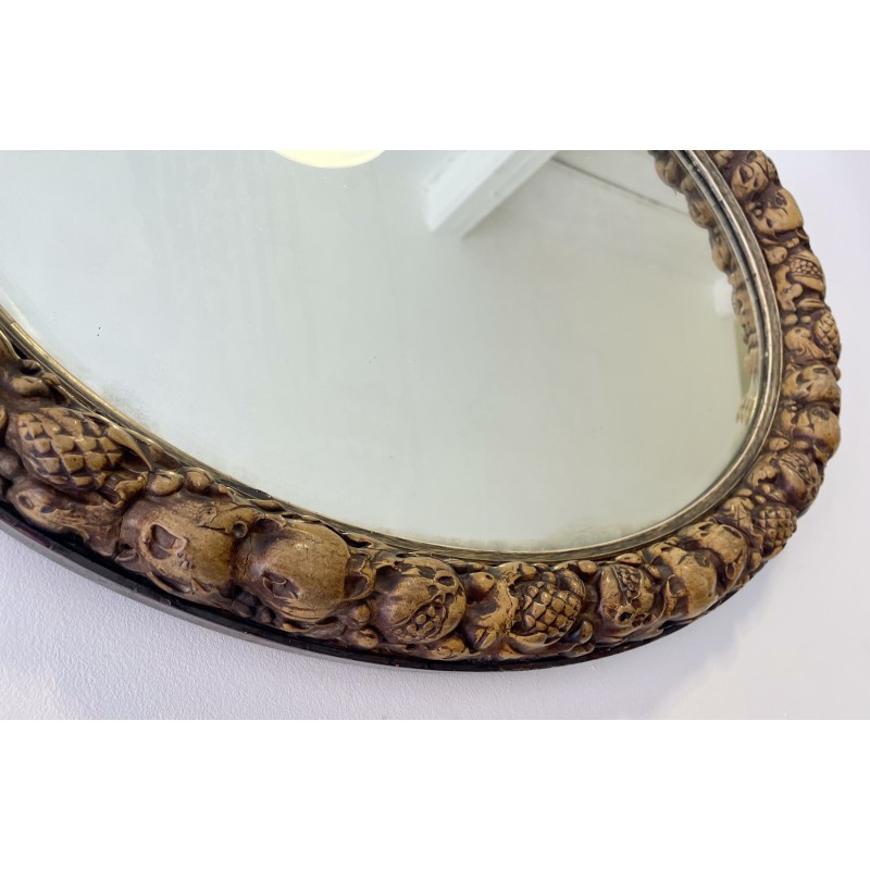 Vintage oval wall mirror with beveled edge, 1930