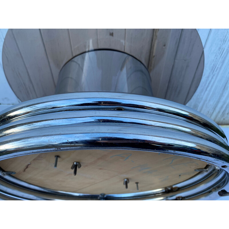 Vintage round coffee table in smoked glass and chrome, 1960