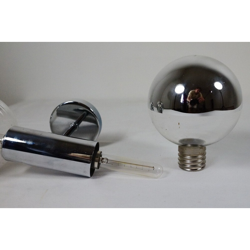 Large wall lamp in chrome-plated metal by Motoko Ishii for Staff - 1960s