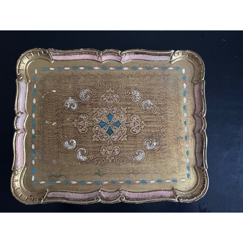 Vintage Florentine tray in pink and gold tones