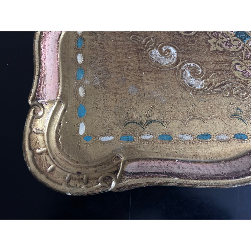 Florentiner Vintage-Tablett in Rosa- und Goldtönen