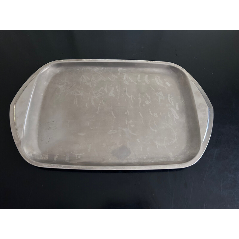 Vintage Cosmos stainless steel tray for Guy Degrenne, 1970