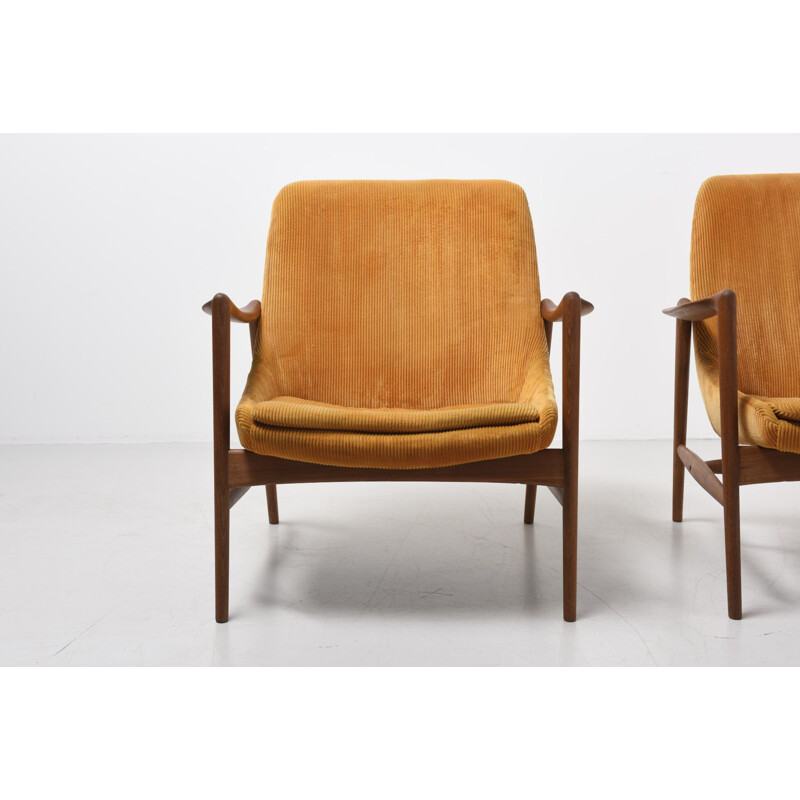 Pair of orange armchairs by Rastad and Relling - 1950s