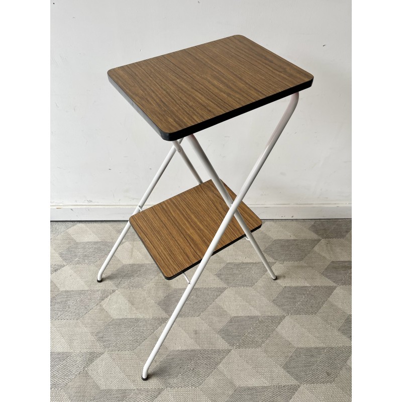 Vintage foldable faux wood Formica projector stand, 1970