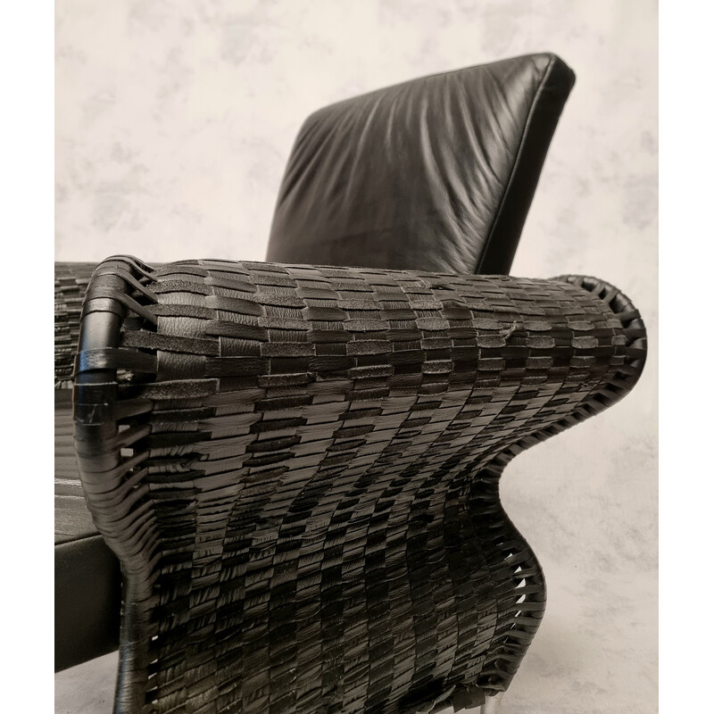 Pair of vintage leather armchairs by Borek Sipek, Czechoslovakia 1980