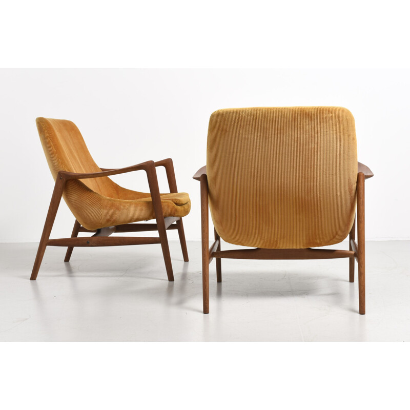 Pair of orange armchairs by Rastad and Relling - 1950s