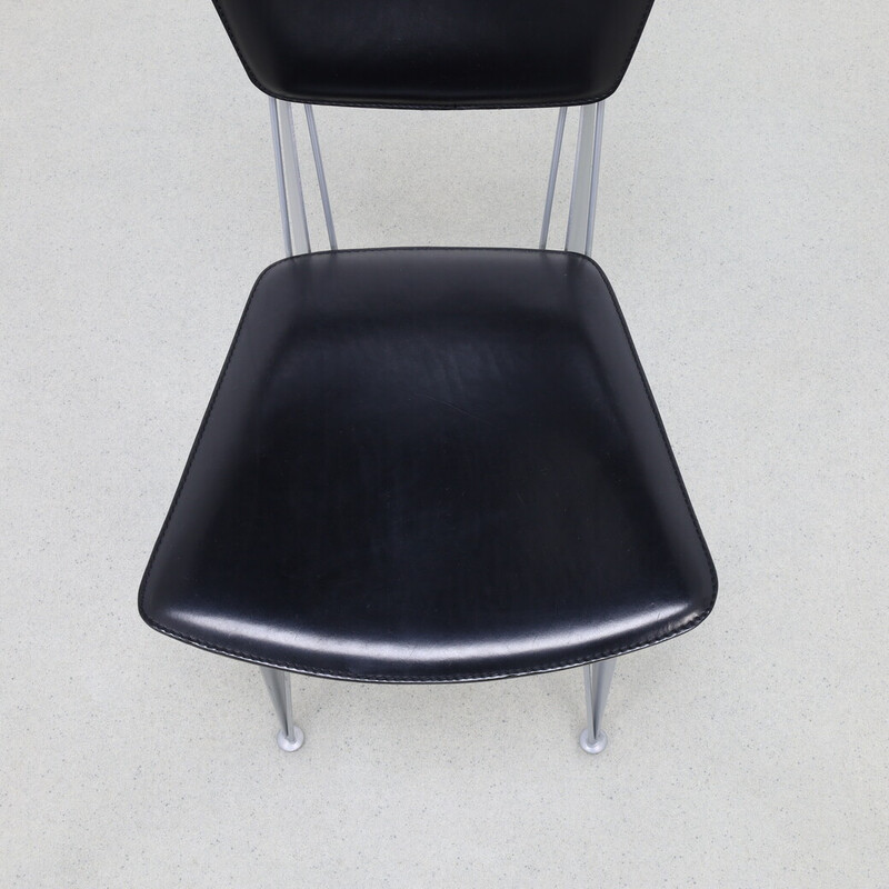 Conjunto de 4 cadeiras de jantar vintage em pele do Studio Archirivolto para a Fasem, 1980
